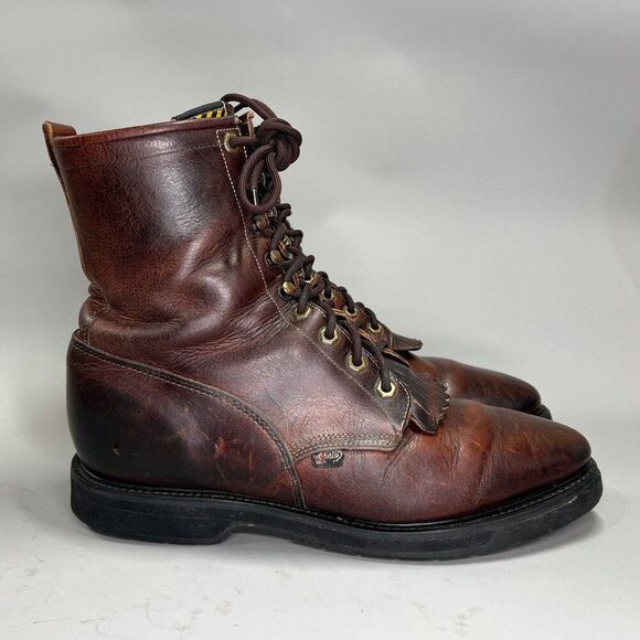 Justin Boots Other - Justin Double Comfort Boots Men's Size 10EEE Briar Pitstop Leather Lace Up USA